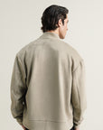 Suede Varsity Jacket Silver Grey