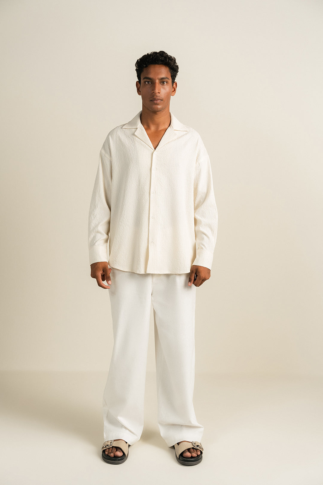 Textured Resort Button Down - Cream