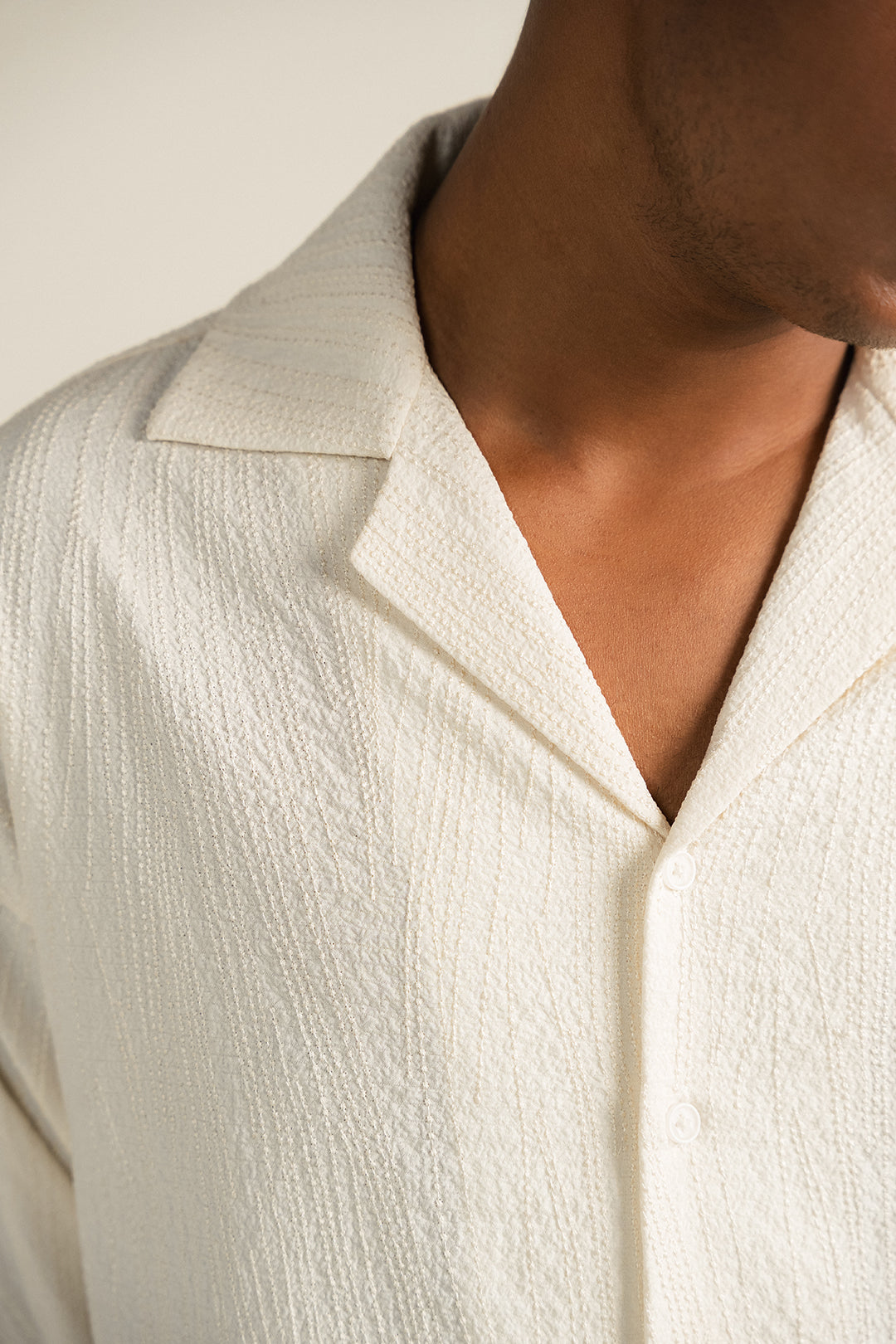 Textured Resort Button Down - Cream