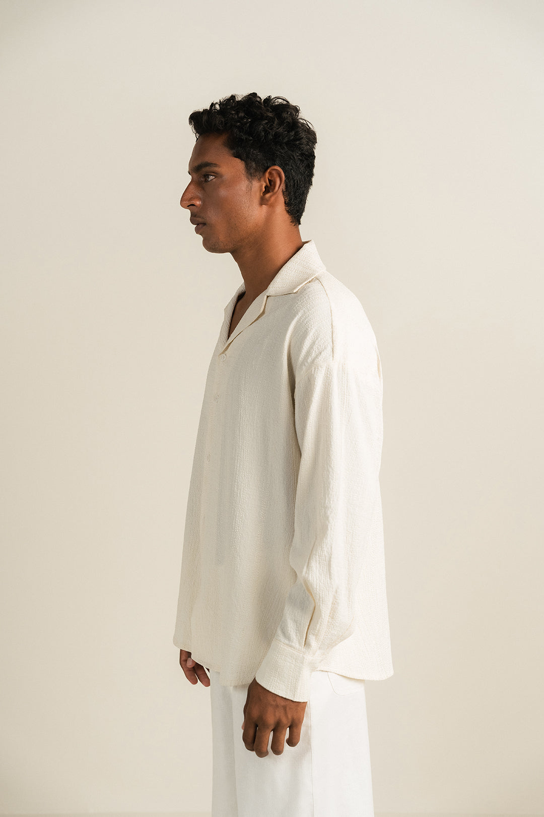 Textured Resort Button Down - Cream