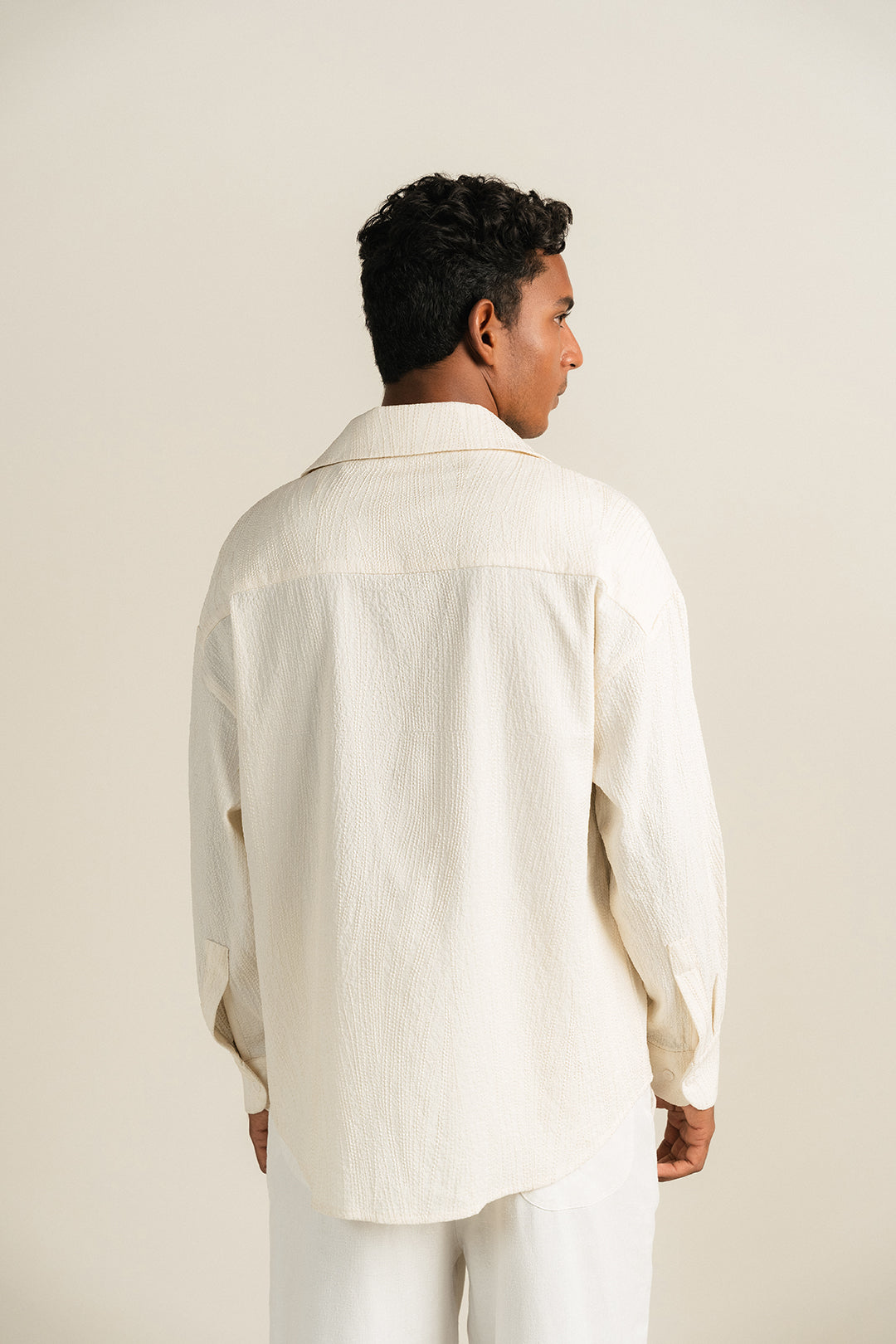 Textured Resort Button Down - Cream