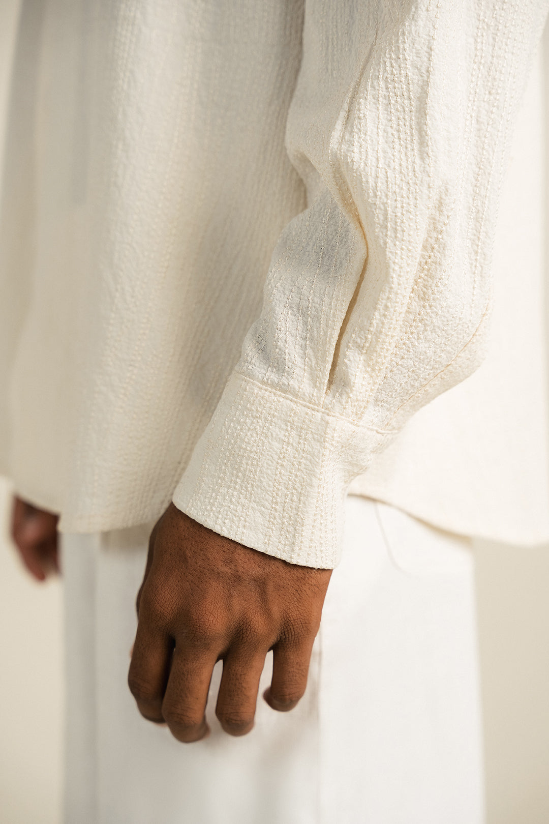 Textured Resort Button Down - Cream