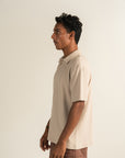 Textured Knitted Polo - Beige