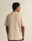 Textured Knitted Polo - Beige