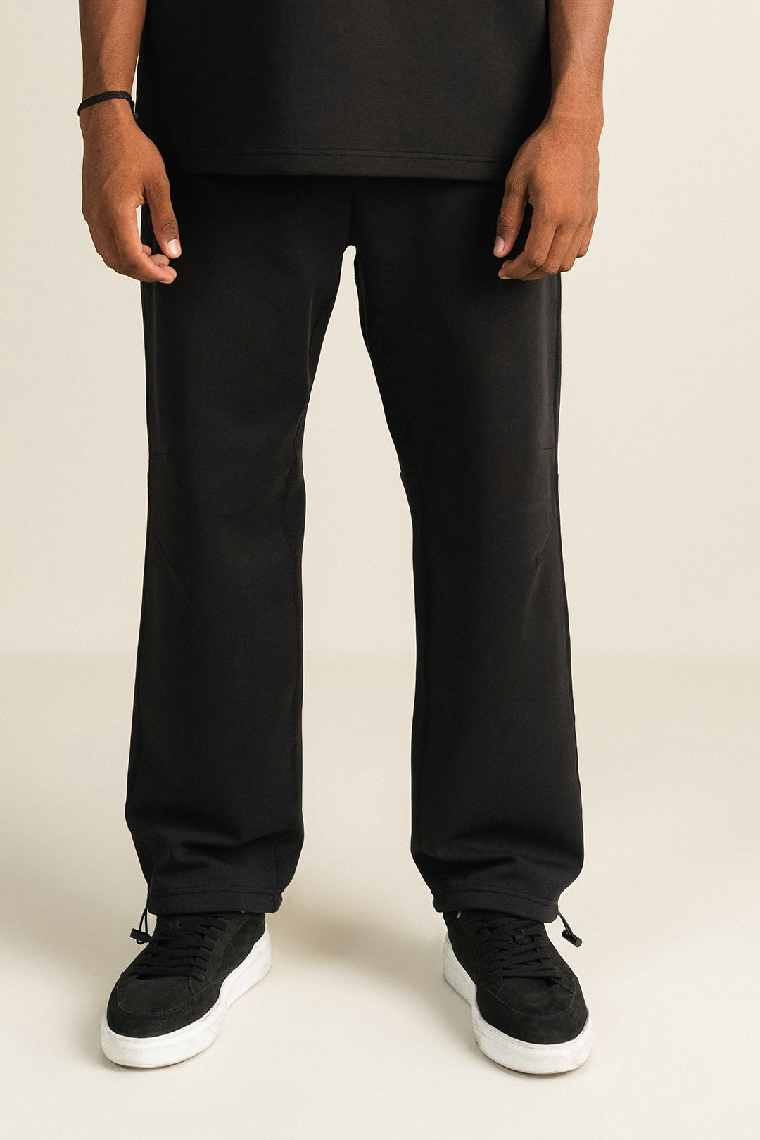 Cottonlock Panelled Trousers - Black