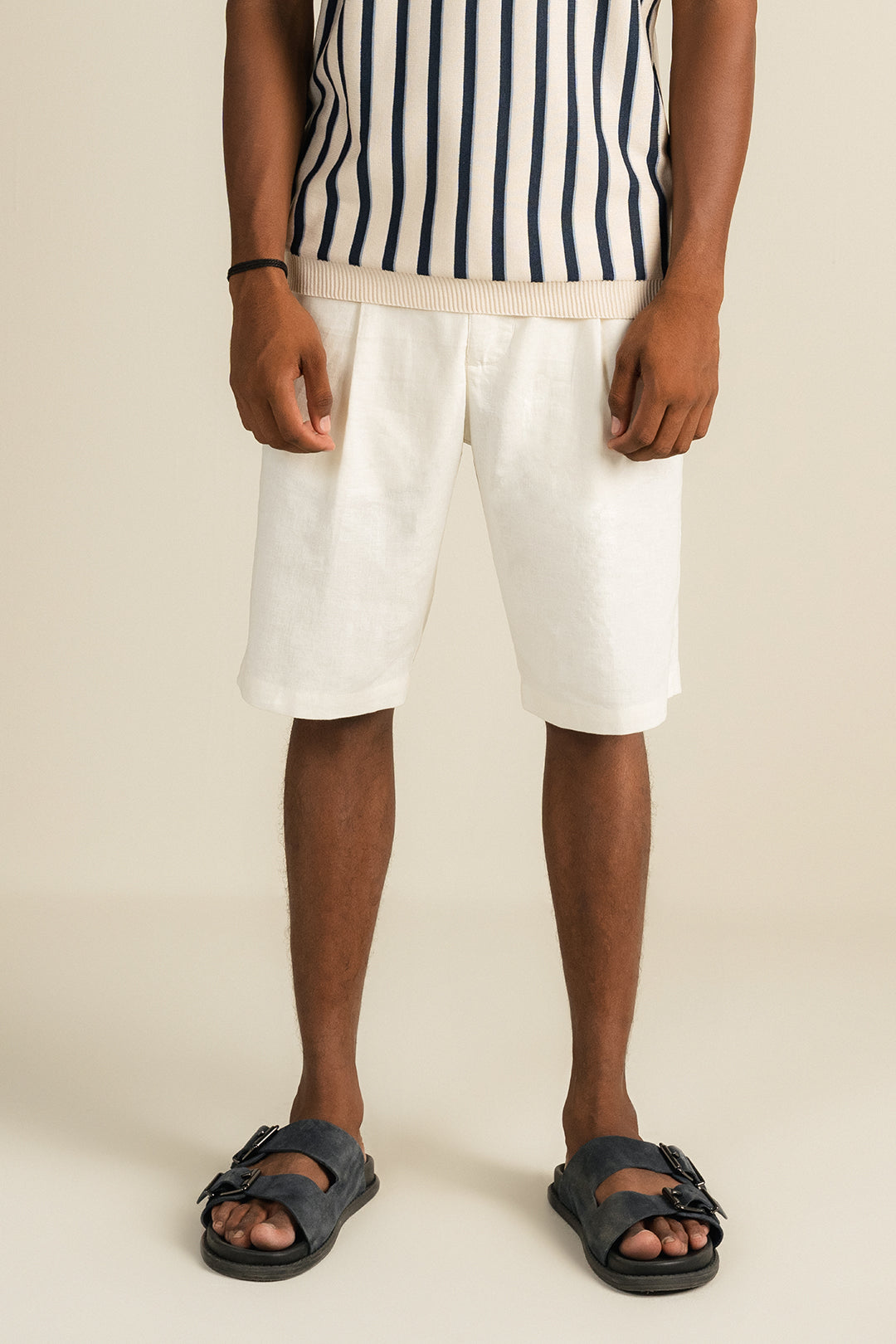 Tailored Pleated Shorts - Off White