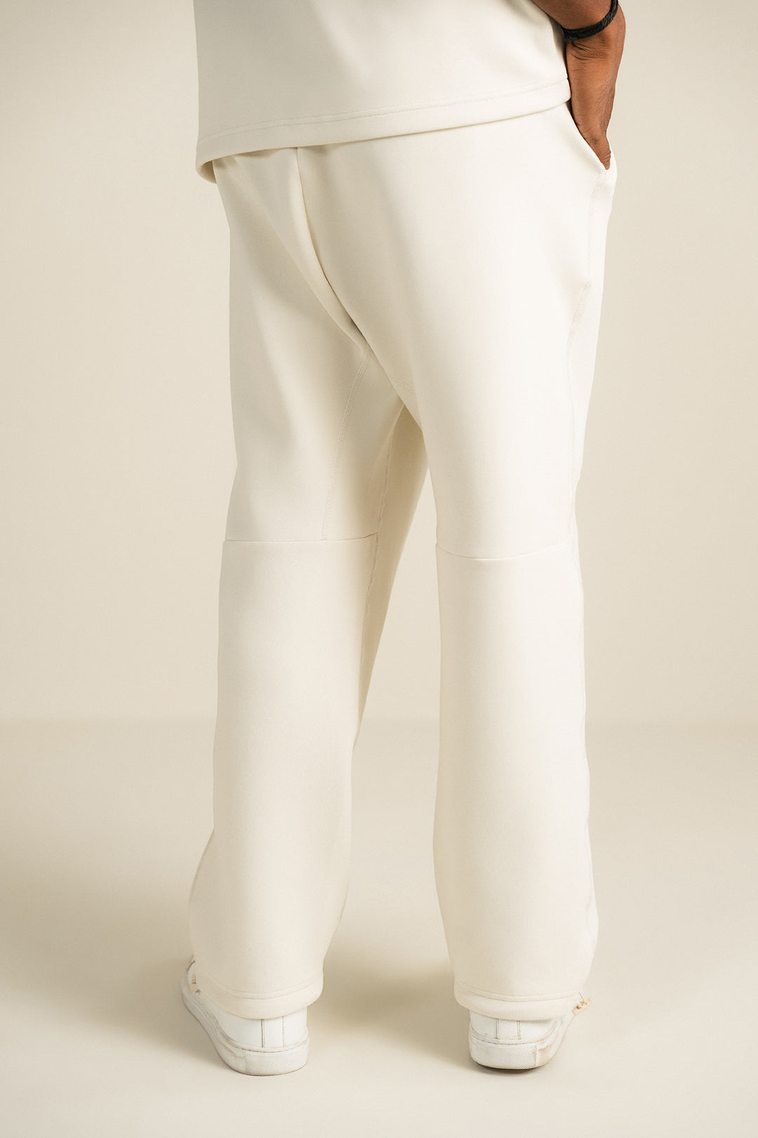 Cottonlock Panelled Trousers - Cream