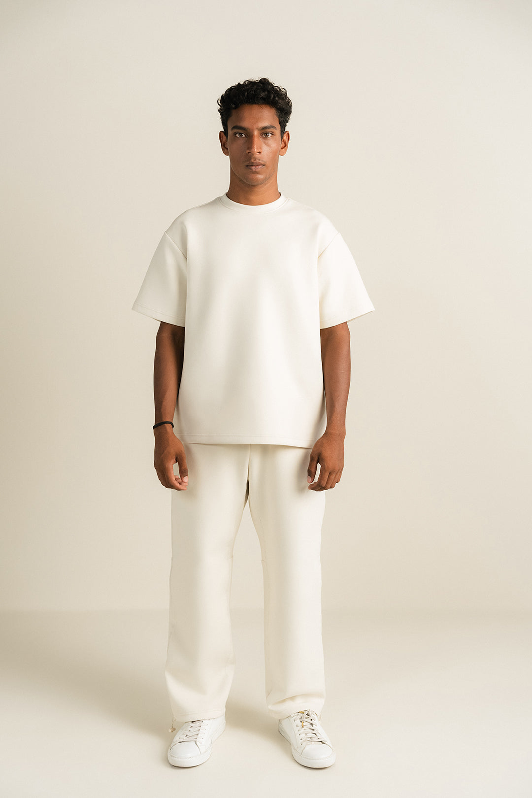 Cottonlock Panelled Trousers - Cream