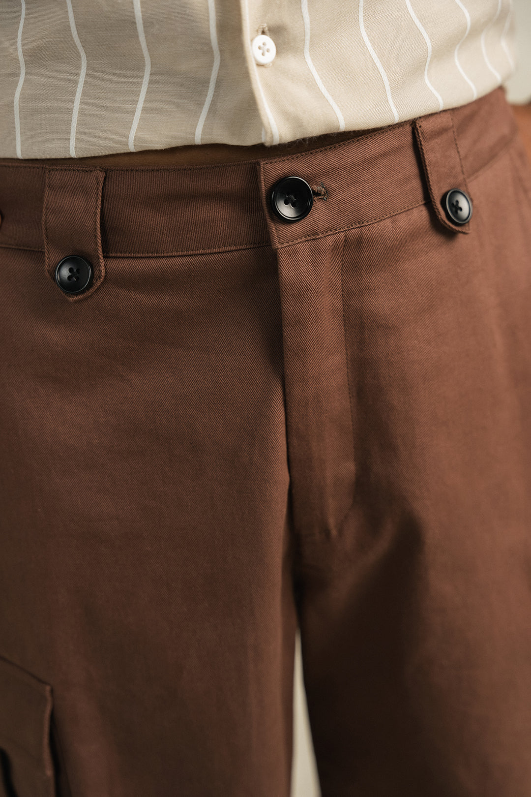 Twill Safari Shorts - Brown