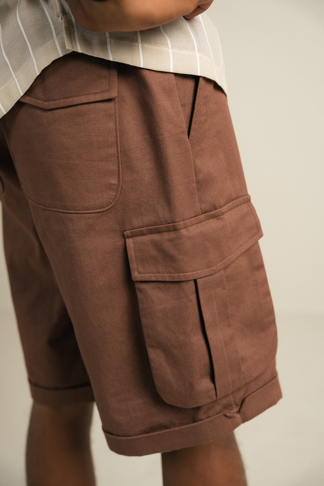 Twill Safari Shorts - Brown