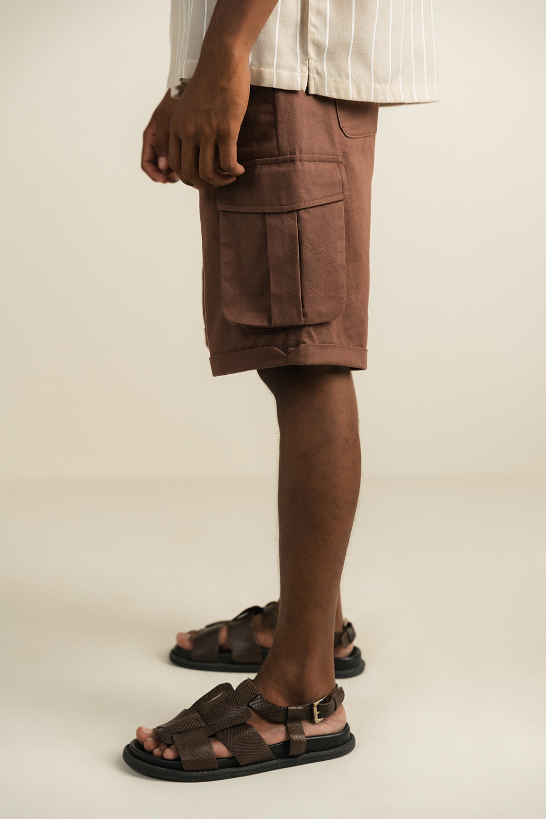 Twill Safari Shorts - Brown