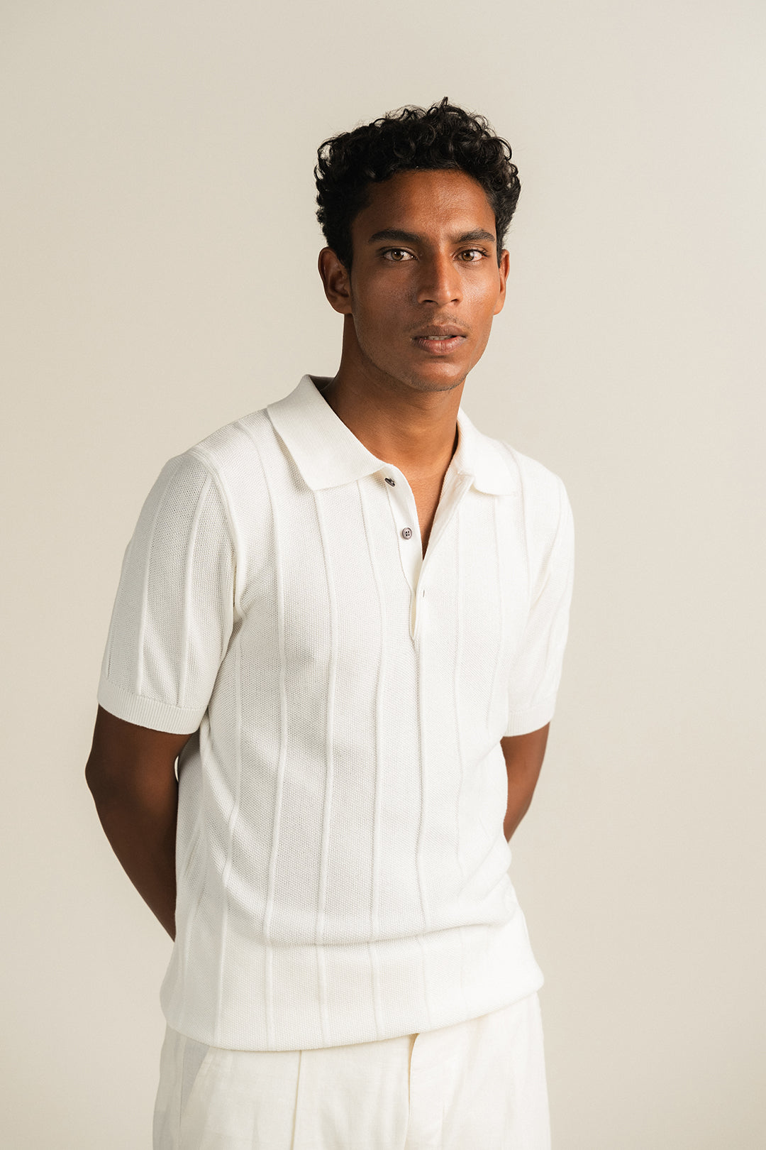 Knit Polo - White
