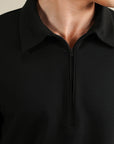 Koyo Knit Quarter Zip Polo - Black