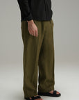 Tailored Linen Pants - Olive