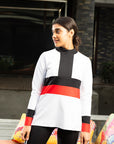 Mock Neck Color Block Top
