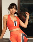 Sporty Zipper Coral Medium Support Bra