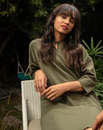 Laser Cut olive Scuba Dress