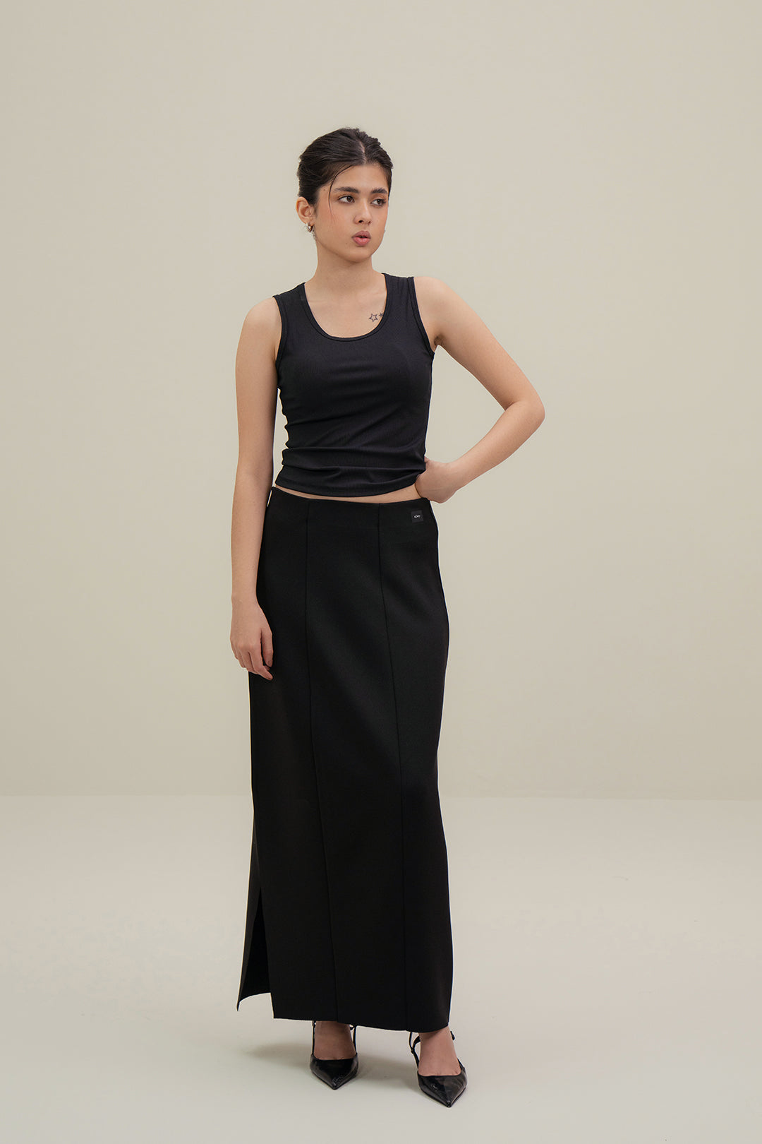 Scuba Tapered Skirt - Black