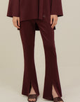 Front Slit Bootcut Pants - Rosewood