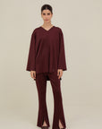 Front Slit Bootcut Pants - Rosewood