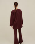 Front Slit Bootcut Pants - Rosewood