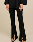 Front Slit Bootcut Pants - Black