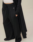 Straight Leg Rib Pants - Black