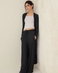 Straight Leg Rib Pants - Black