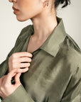 Silk Button Down - Sage