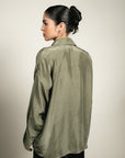 Silk Button Down - Sage