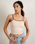 Contrast Tank - Beige