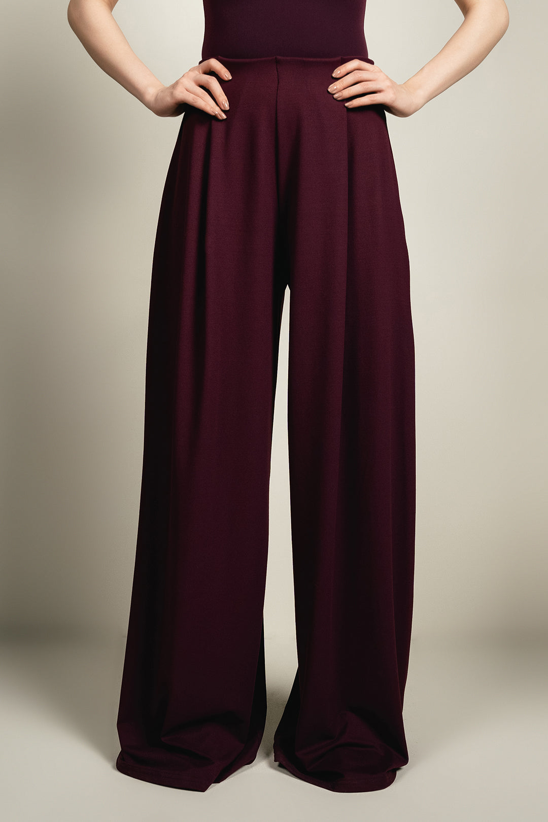 Flared Knitted Pants - Plum