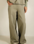 Fleece Wide Legged Pants - Sage Grey