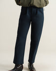 Straight Pleated Pants - Midnight Blue