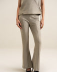 Suede Bootcut Pants - Silver Grey