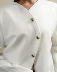 Asymmetric Wrap Jacket - Ivory