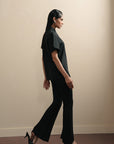 Asian Collar Knit Top - Black
