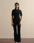 Quarter Zip Bodysuit - Black