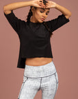 High Low Mesh Insert Crop Top