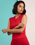 RED V-NECK TOP