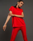 Red Drop Shoulder Tee