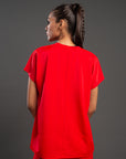Red Drop Shoulder Tee
