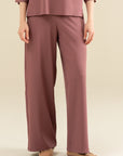 Straight Leg Rib Pants - Terracotta