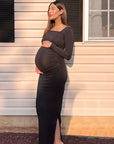 Ruched Maternity Dress - Black