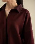 Oversized Button Down - Maroon