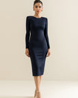 Power Shoulder Dress - Navy