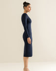 Power Shoulder Dress - Navy