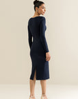 Power Shoulder Dress - Navy