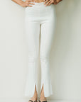 Front Slit Bootcut Pants - White