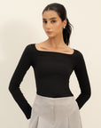 Square Neck Bodysuit - Black